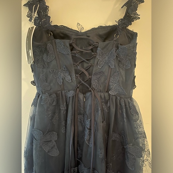 AO YAN Navy Lace Butterfly Corset Formal Prom Dress size S* NWT - Picture 8 of 13